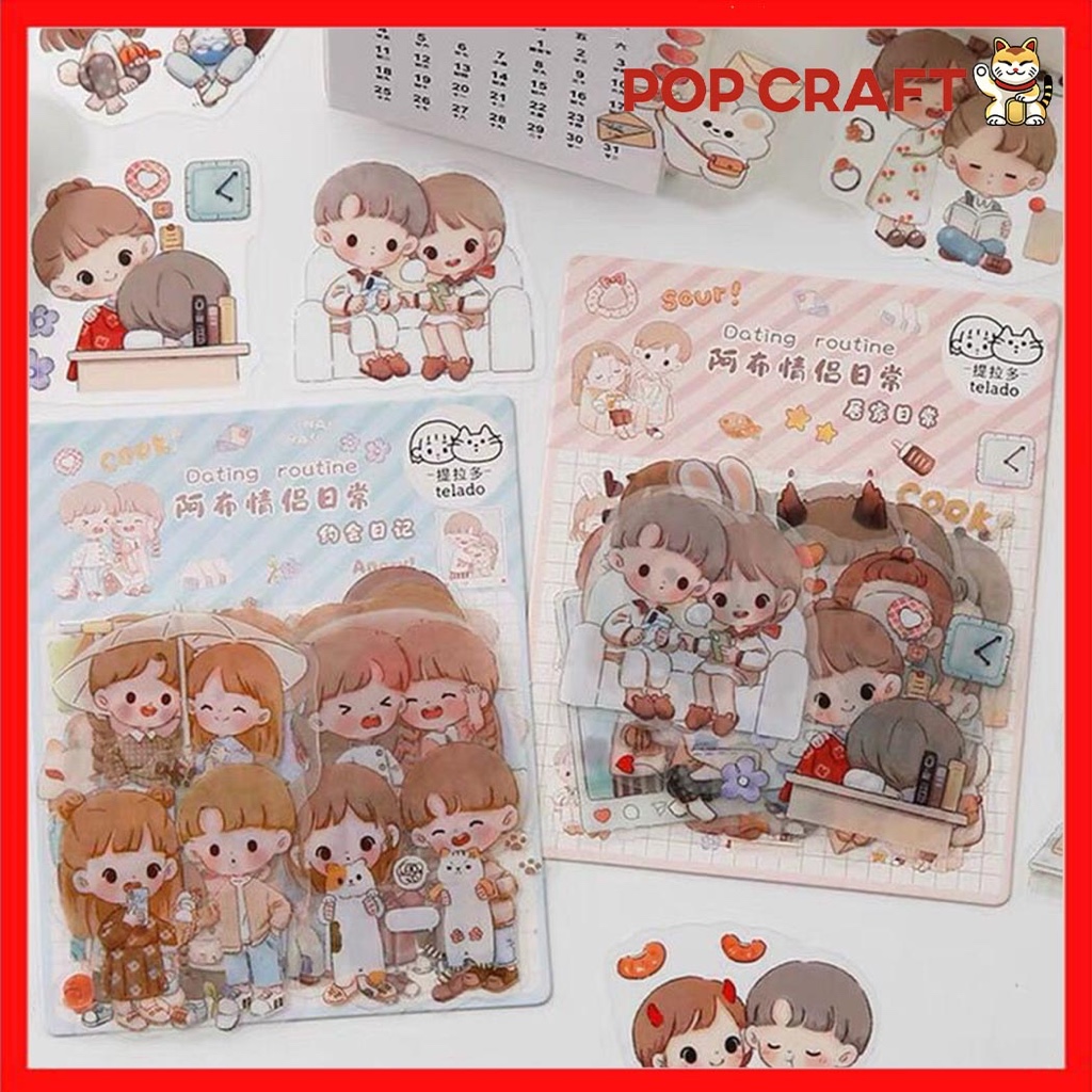 

PC Stiker Aesthetic Stiker Couple Telado Dekorasi Tumbrl Botol Minum GIRL & BOY OOTD Deco Stiker DIY