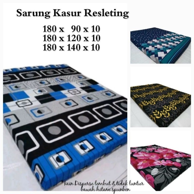 cover/sarung kasur resleting uk 180x90x10||180x120x10||180x140x10 lembut dan tidak luntur bawah hita