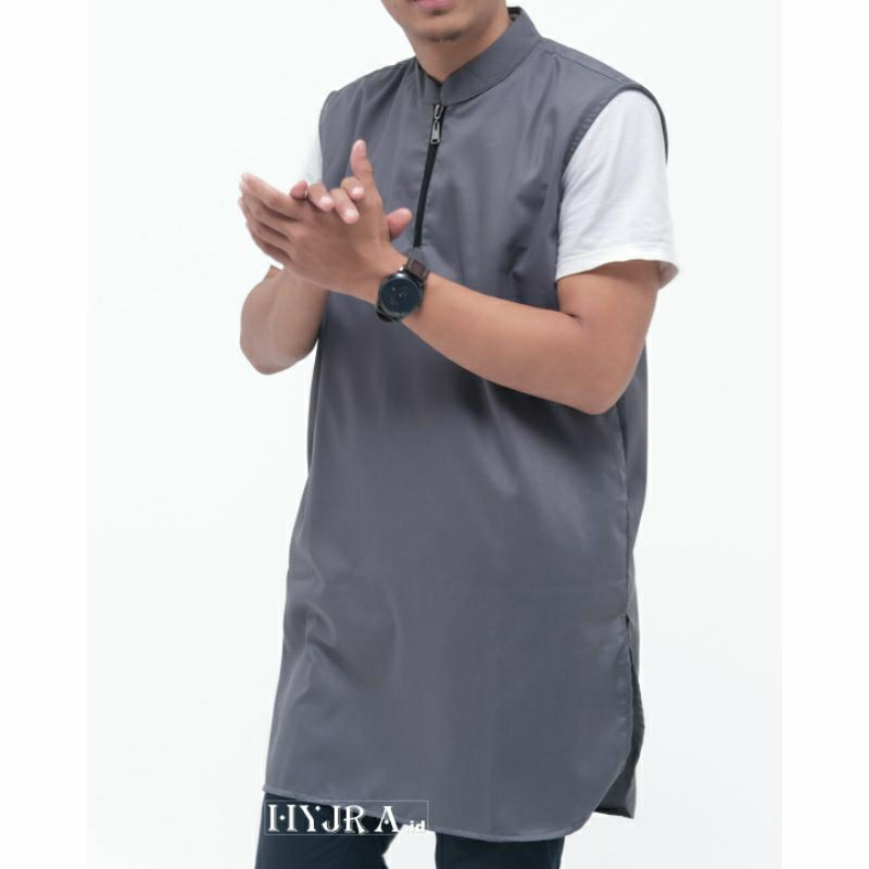 Rompi Sholat Pria Baju Koko Tanpa Lengan Resleting Depan