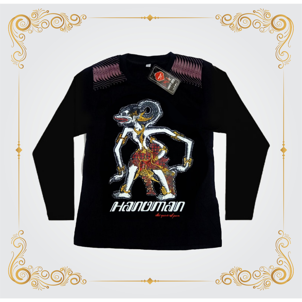 Marsjava - Atasan Kaos Dewasa Lengan Panjang Motif Wayang Jawa Terbaru Cotton Combed 24s