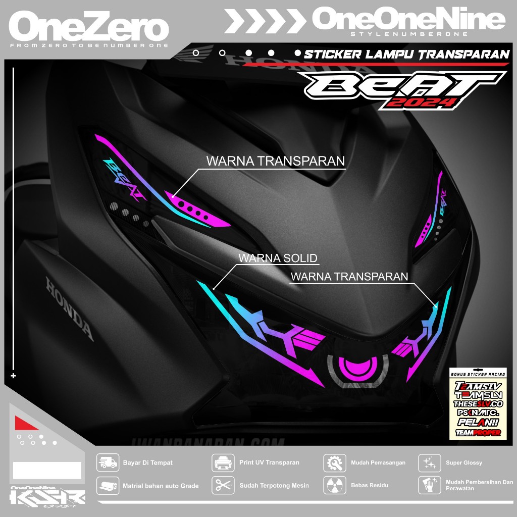 STIKER LAMPU BEAT DELUXE/ STICKER TRANSPARAN VARIASI LAMPU ALIS BEAT 2024