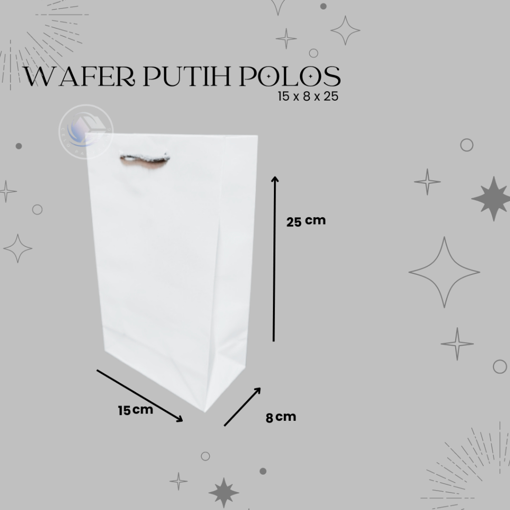 

PAPERBAG WAFER PUTIH POLOS (size 15x8x25) PAPERBAG HAJATAN PAPERBAG SOVENIR