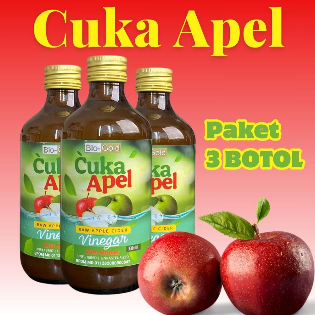 

Paket 3 Botol Cuka Apel Bio Gold Organik With Mother 330ml Apple Cider Vinegar Diet Detoks Pelangsing Sehat