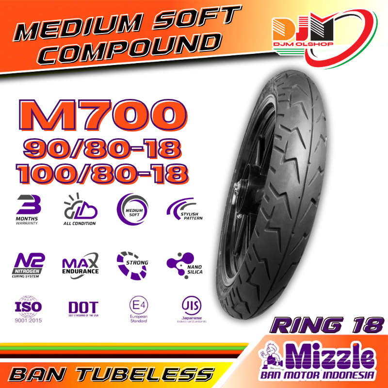 BAN LUAR MIZZLE TUBELESS RING 18 100/80-18 90/80-18 M700