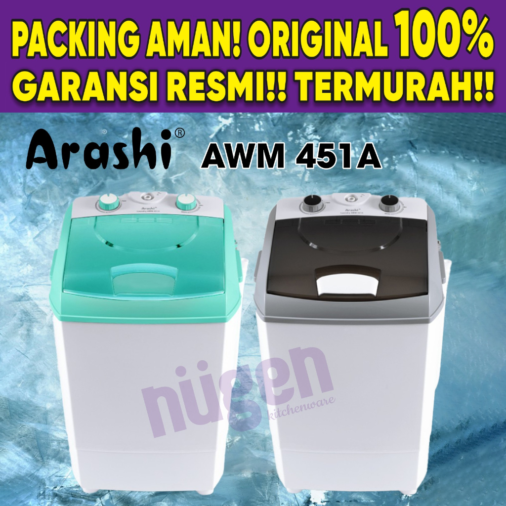 ARASHI Mesin Cuci Mini Portable ARASHI AWM 451A 451 A 451-A- 4.5 Kg - Mesin Cuci Kecil
