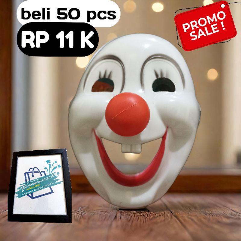 topeng badut, topeng lucu, topeng sirkus, topeng badut clown, topeng badut hidung merah