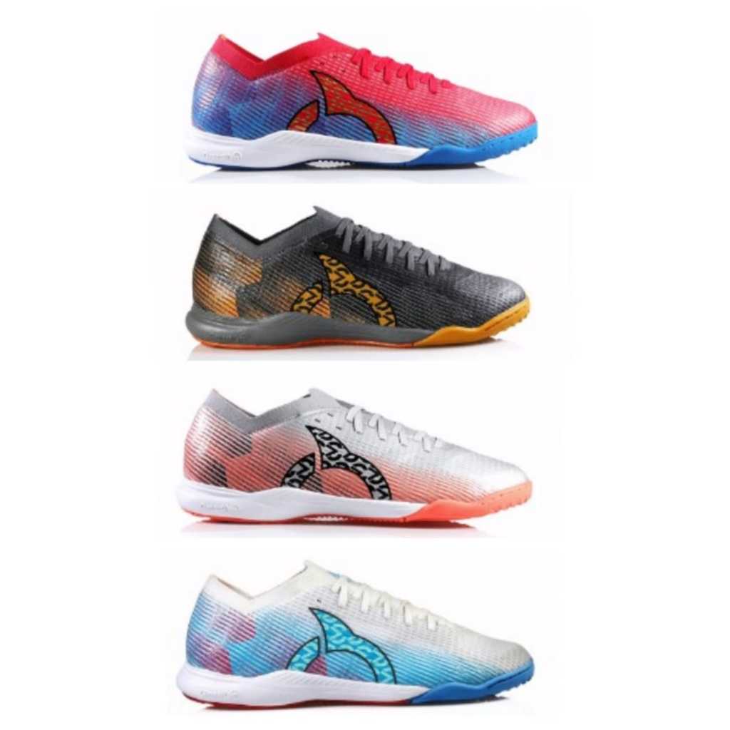 Sepatu Futsal Ortuseight Catalyst LIBERTE V3 IN - Black White Rhino Grey Electricity Original Ortus