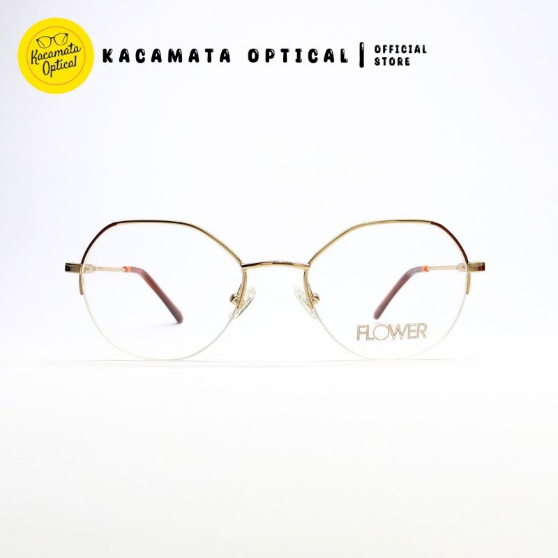 KACAMATA OPTICAL - Frame KMO810 Hall Frame Gold Motif Besi Plastik