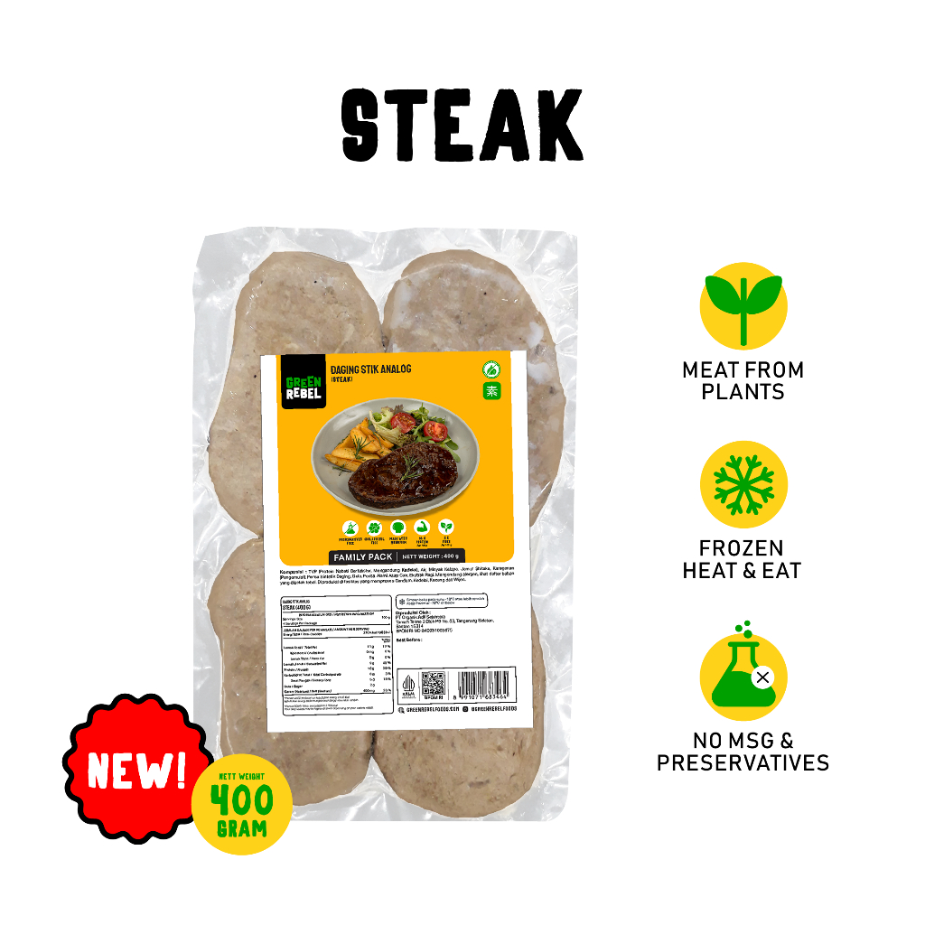 

Green Rebel Steak Family Pack 400 gr | Daging Sapi Vegan