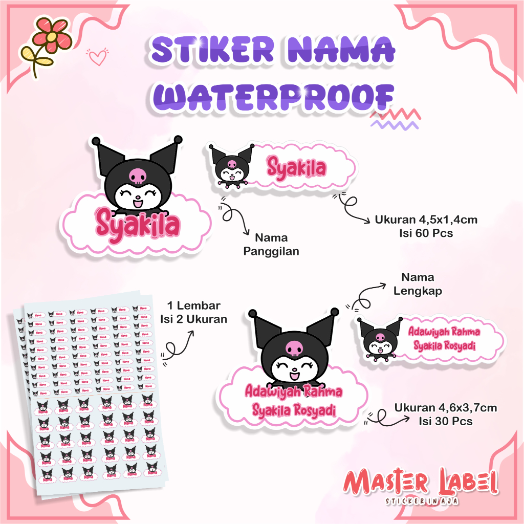 Stiker Nama Waterproof Label Nama Anak Stiker Nama Lucu Stiker Barang anak