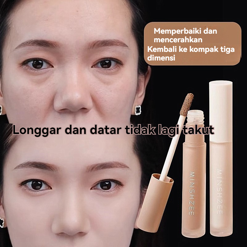 MINSHZEE Cairan Finishing Memodifikasi Cairan Rias Wajah Pencerah Alami Garis Depresi Kontur Tiga Di