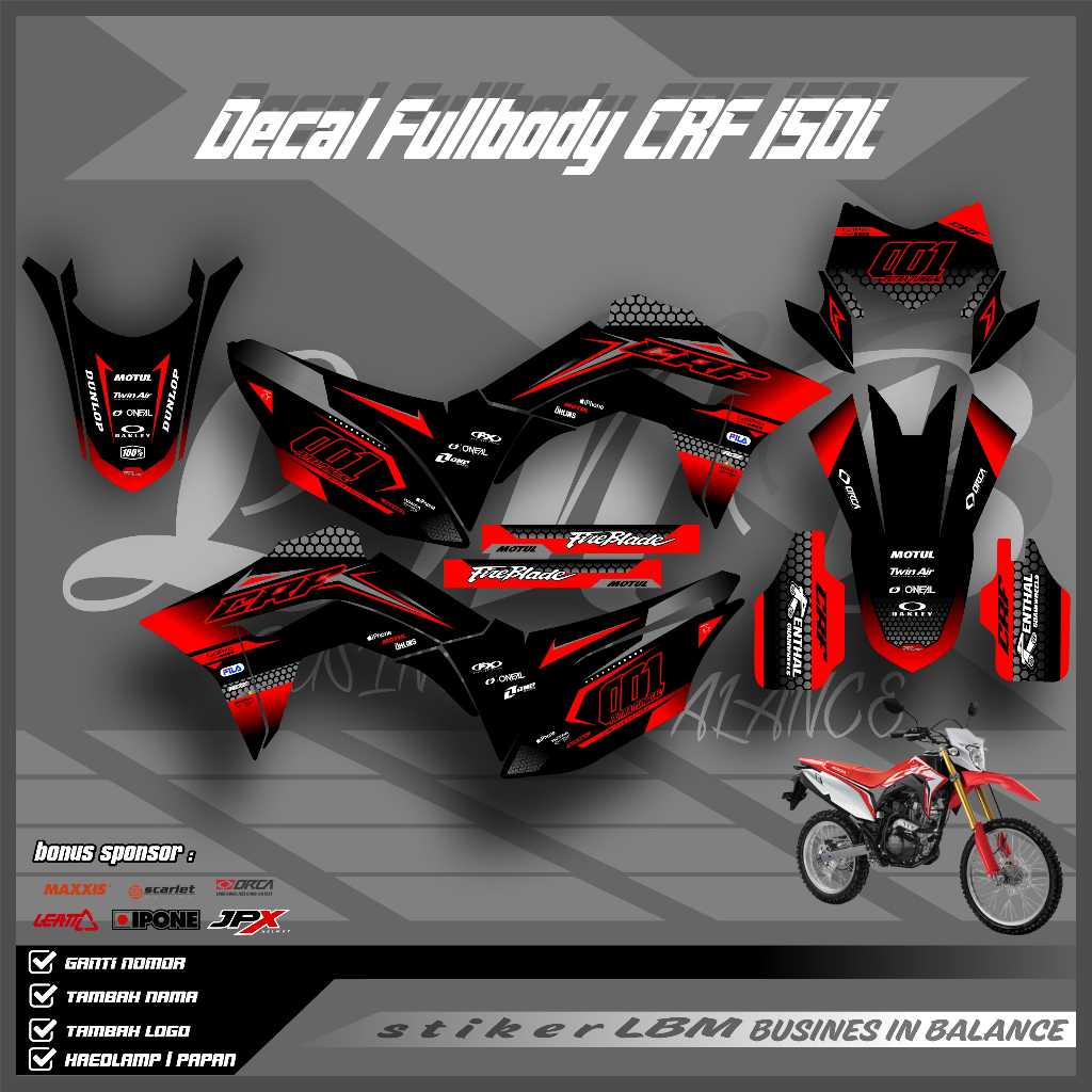 Decal Stiker CRF 150 L FULL Body _ Decal CRF 150 Full Body Desain new