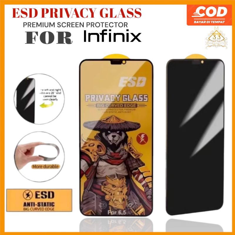 Tempered Glass ESD Anti Spy Premium Infinix Hot 9 Play 10 Play 10s 11 Play 10s NFC