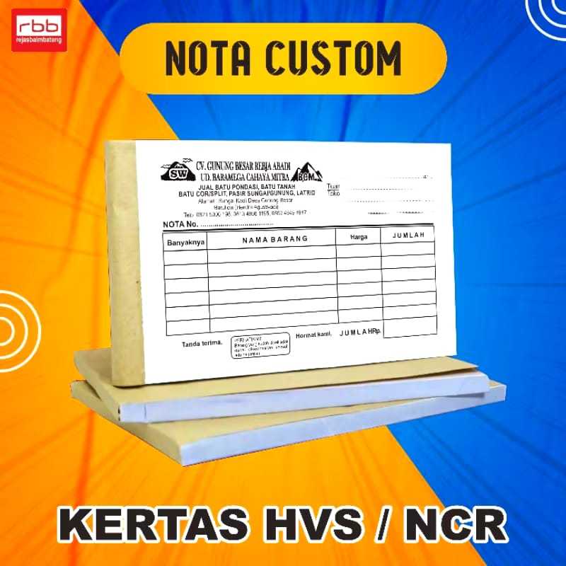 

CETAK NOTA / BLANKO / KWITANSI NCR 3 PLY / RANGKAP CUSTOM