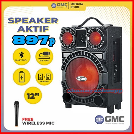 SPEAKER GMC BLUETOOTH / SPEAKER KARAOKE 897Q + FREE MIC WIRELESS 20M FULL terlaris dan murah