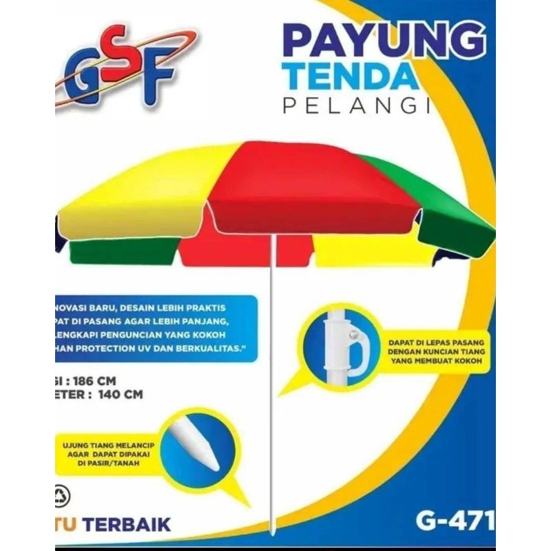 Payung Tenda Pelangi / Payung Tenda Jualan / Payung Pantai