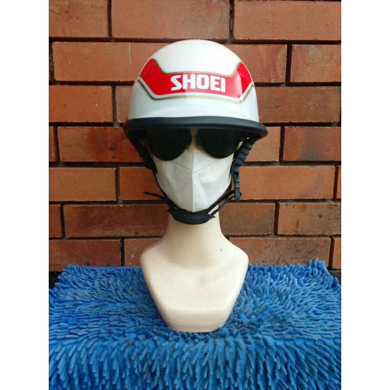 HELM BATOK / CEBOK CHIPS CLASSIK JADUL VINTAGE MERK SHOEI ORIGINAL NOS / BARU STOK LAWASAN PUTIH