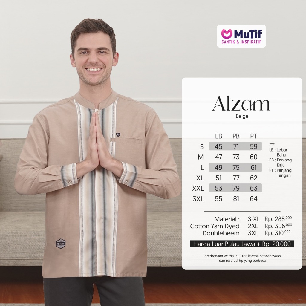 ALZAM KOKO DEWASA MUTIF WARNA T.BROWN LENGAN PANJANG