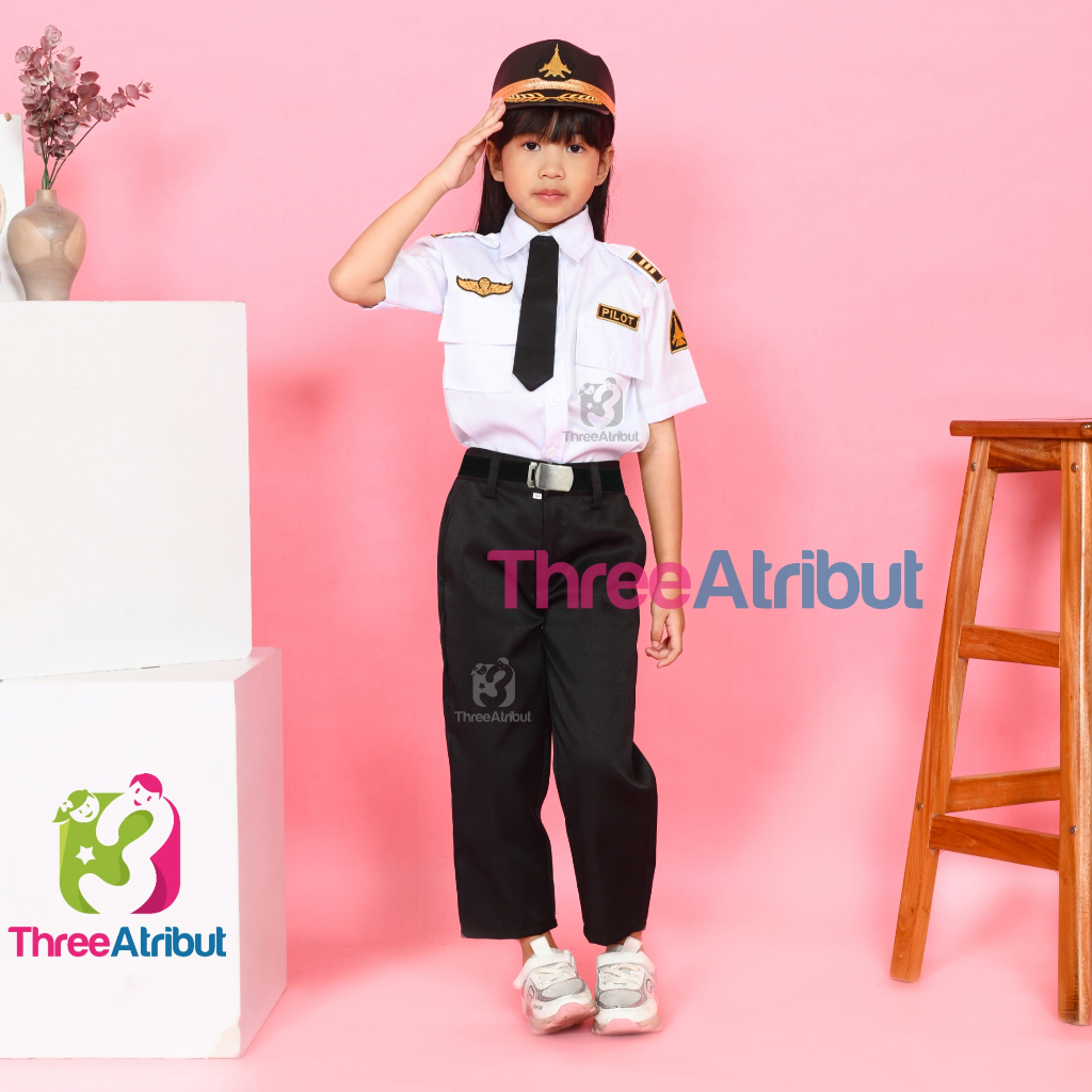 Baju Pilot Anak Perempuan Laki Laki Seragam Profesi Anak TK Kostum Premium