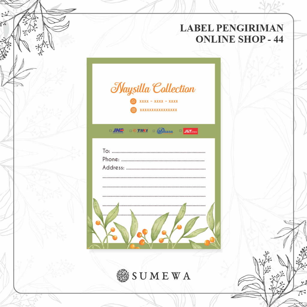 

Label Pengiriman Online Shop / Label Paket / Label Alamat / Sticker Pengiriman / Sticker Resi / Label Olshop - 44