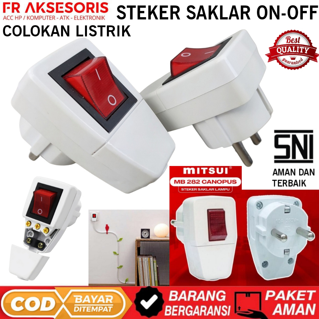 Steker Listrik on off Colokan Listrik ON OFF Saklar Led Colokan Lampu Steker saklar SNI