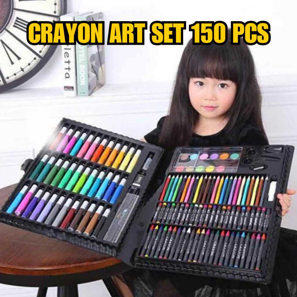 

Krayon Set Pensil Warna 150 PCS Crayon Set Alat Tulis Lukis Menggambar Mewarnai Melukis Anak