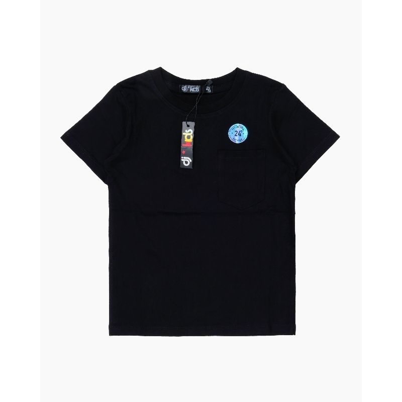KAOS POLOS ANAK KANTONG DEPAN / DJ KIDS COTTON COMBED 24S (WARNA HITAM)