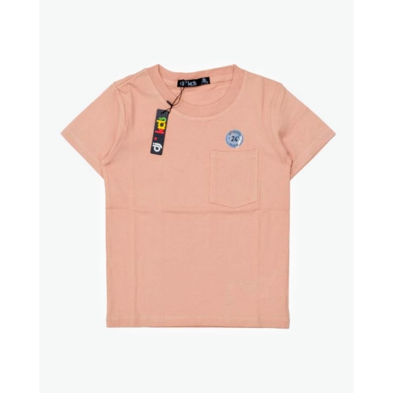 KAOS POLOS ANAK KANTONG DEPAN / DJ KIDS COTTON COMBED 24S (WARNA PEACH)