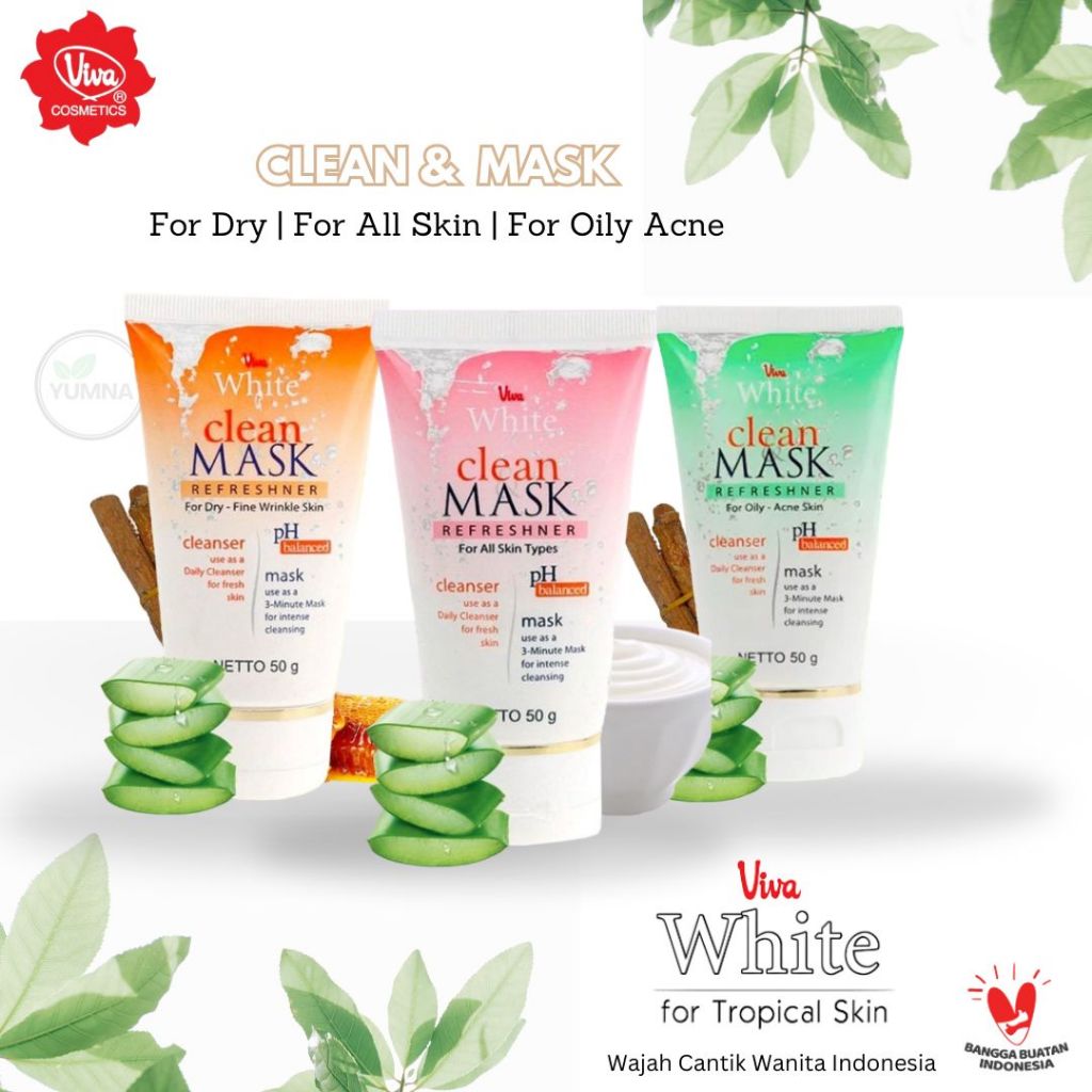 Viva White Clean & Mask Facial Wash Sabun Pembersih Muka Masker