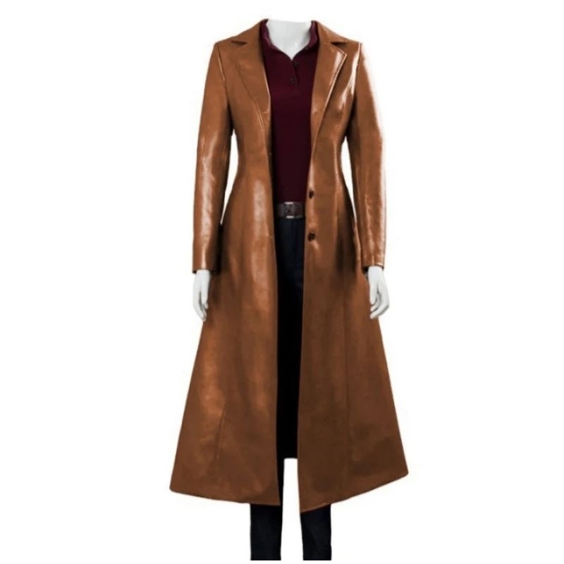 jaket jubah wanita/jaket wanita semi kulit/long coat wanita panjang