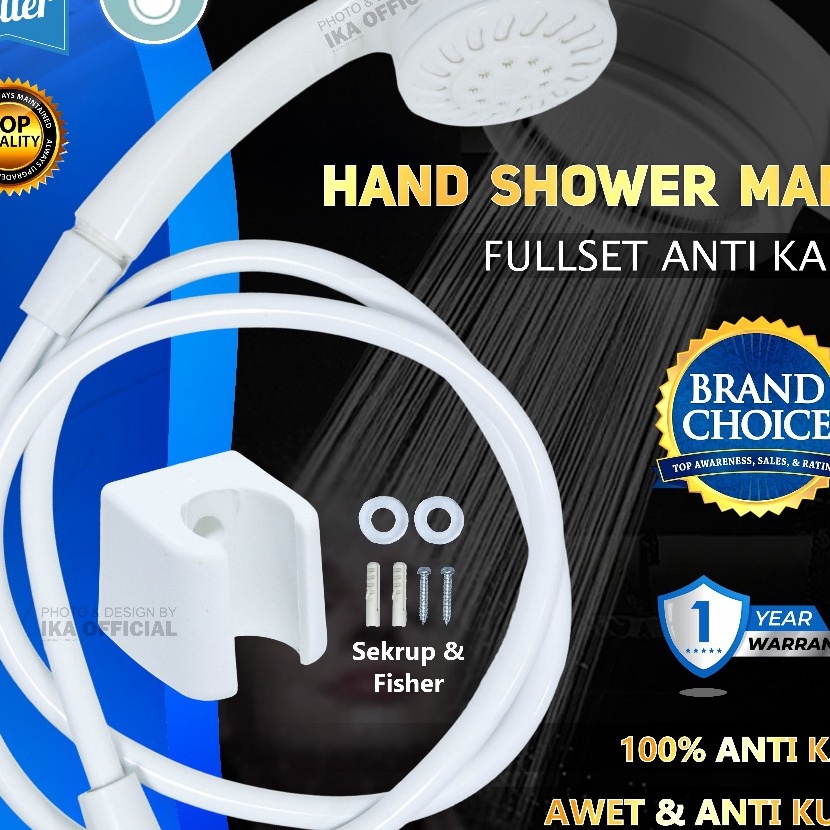 Terlaris Hand Shower White Deras  Shower Kamar Mandi Set Selang dan Kepala Putih Hand shower mandi M