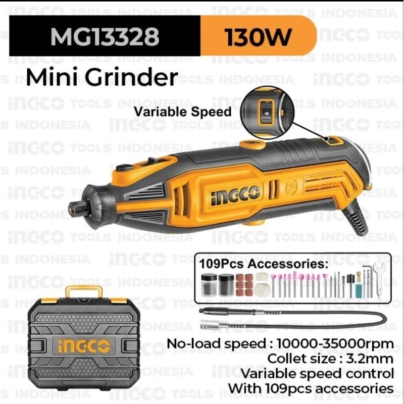 INGCO MINI DIE GRINDER MG13328 TUNER BOR GERINDA UKIR KAYU