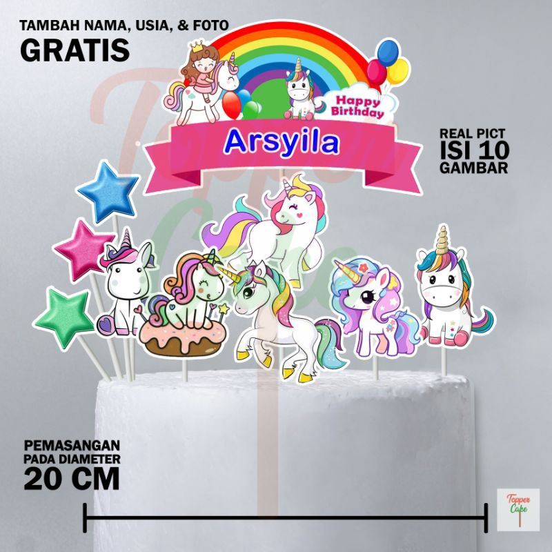 Topper Cake unicorn Kuda Poni /Hiasan kue