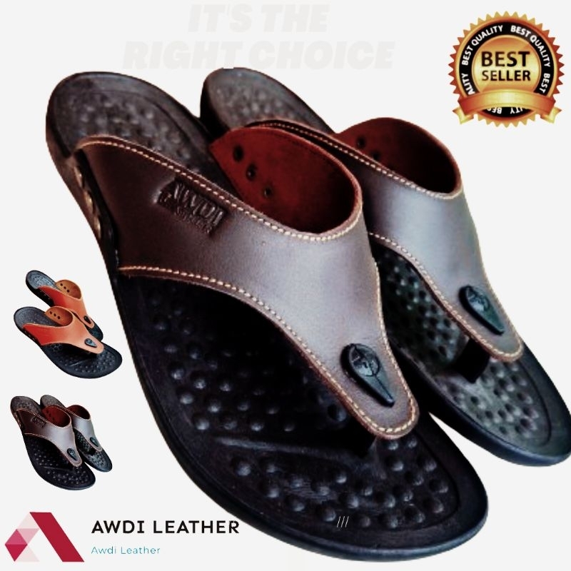 Sandal Kulit Pria  100%  kulit asli terbaru dan terkini awet berkwalitas, sandal pria keren, terlari