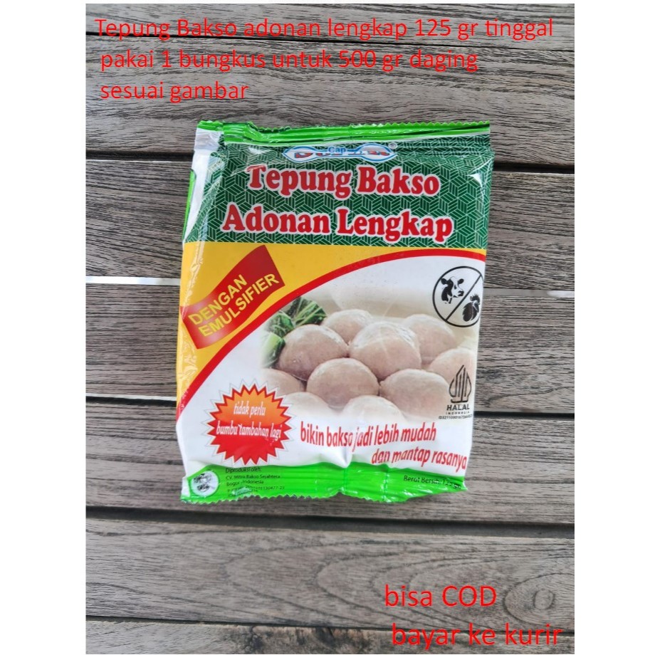 

Tepung Bakso adonan lengkap 125 gr tinggal pakai 1 bungkus untuk 500 gr daging sesuai gambar
