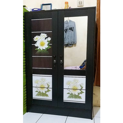 SENYUMMEBEL LEMARI PAKAIAN ANAK KOS 2 PINTU MINIMALIS FULL KUNCI CERMIN KACA ALA 837