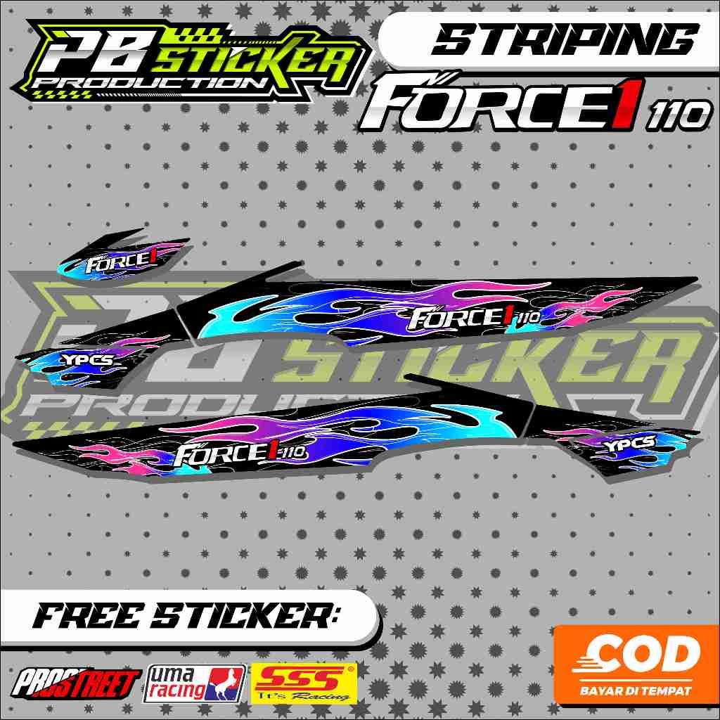 STICKER LIST YAMAHA FORCE ONE / STRIPING VARIASI YAMAHA FORCE ONE FLAME