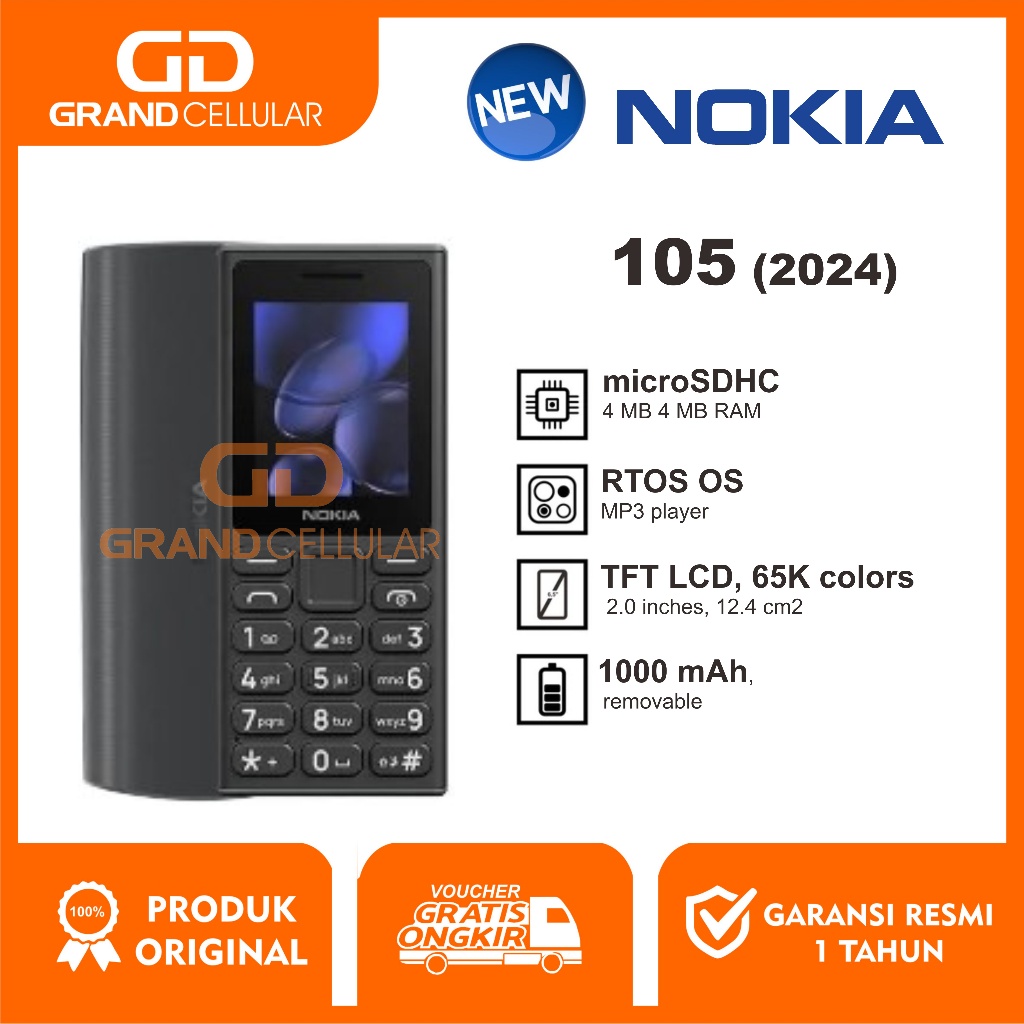 NOKIA 105 LED A (2024) Garansi Resmi