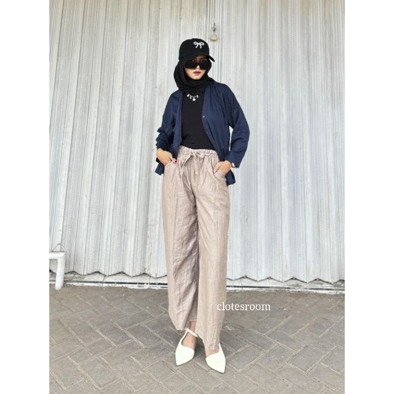 Celana Panjang Wanita | Kulot Wanita | Celana Panjang Wanita | Pinggang Karet | Celana Panjang Premi