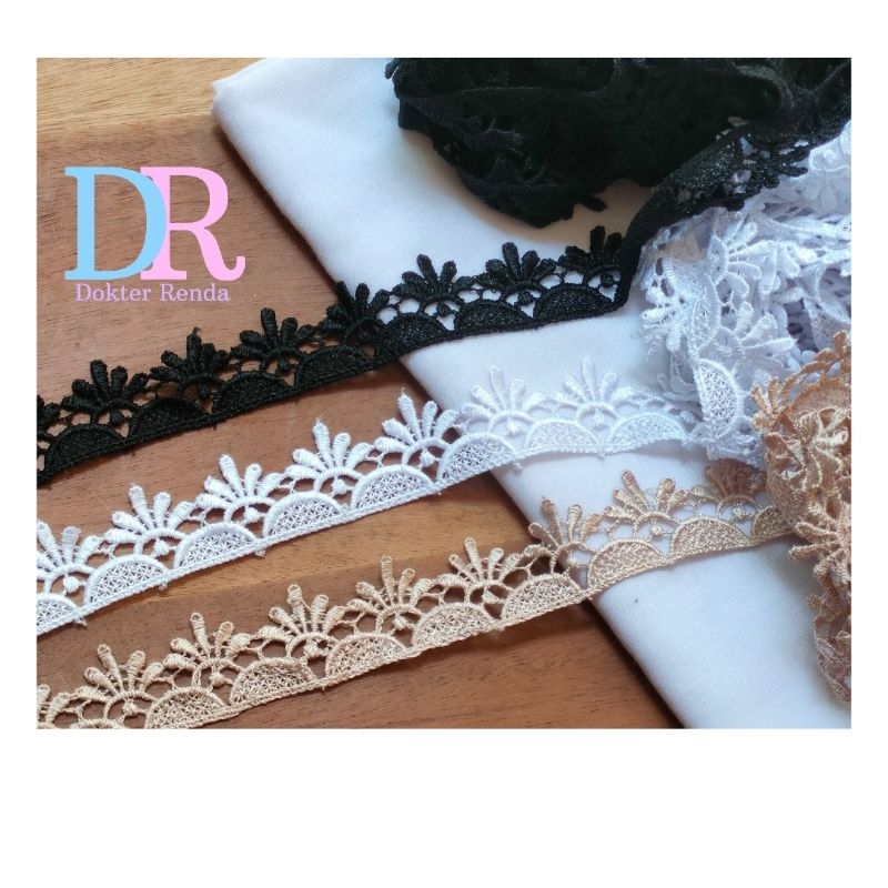 renda giper 3cm coksu, hitam, putih