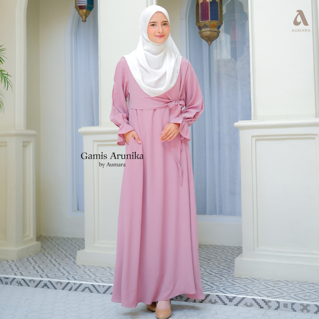 Aumara - Abaya Arunika Gamis Terbaru - Abaya Dress Tali | Gamis Tali Polos Bahan Jatuh