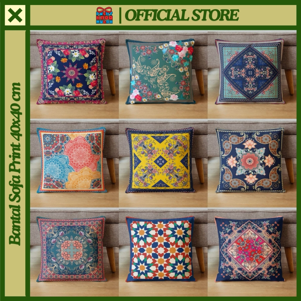 Bantal Sofa Print Motif Bohemian Turkish Turkiye Maroko Morroco 40x40 cm - Pusat Kado Murah