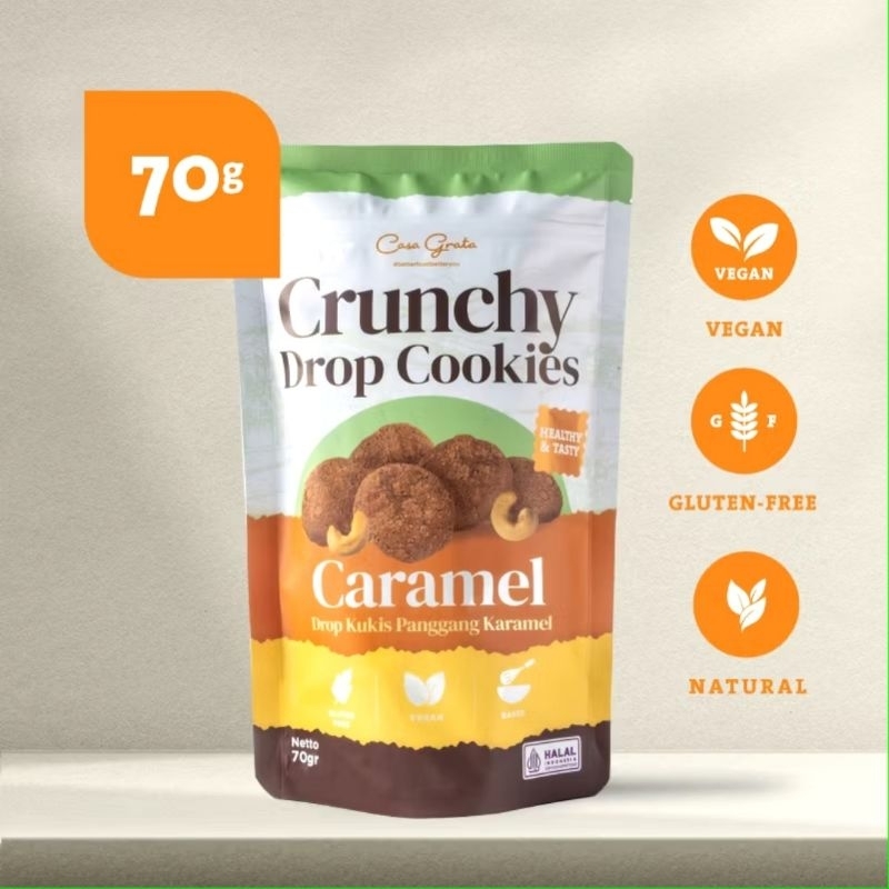 

Crunchy Drop Cookies - Caramel / Salciz / Dates / Chocolate Cashew 70g - Crunchy Drop Cookies by Casa Grata - Gluten Free