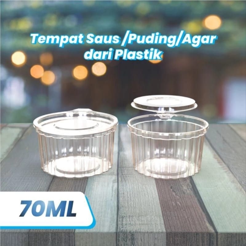40PAK Mika Cup Sauce Tutup Sambung / Mika Cup Jelly Agar Dessert / Mika Sambal Pet 70ml