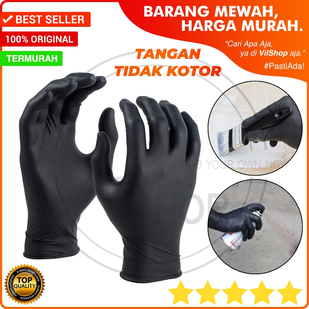 SARUNG TANGAN NITRILE KARET HITAM KUAT AWET TIDAK MUDAH ROBEK UNTUK CAT SEMPROT CAT KUAS CAT MINYAK 