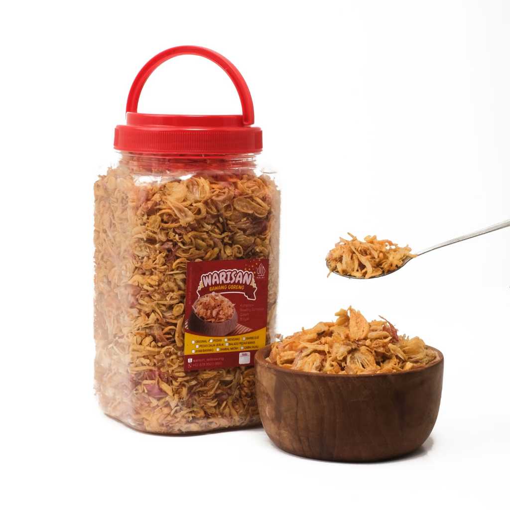 

Bawang goreng warisan asli sumenep tanpa tepung 500gr kemasan toples