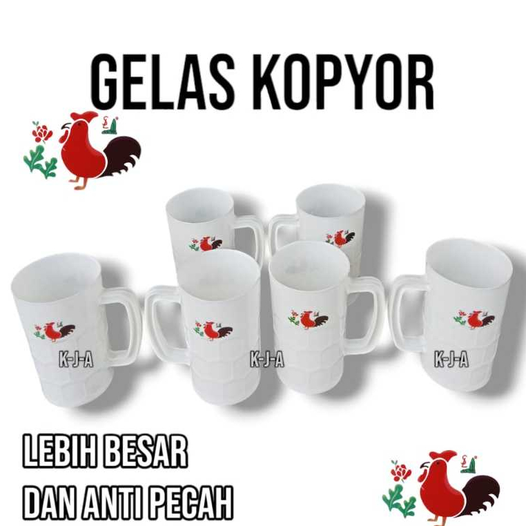 Gelas Kopyor Plastik / Gelas Gagang Besar Kopyor Ayam Jago / Gelas Minum / Gelas Cangkir Plastik