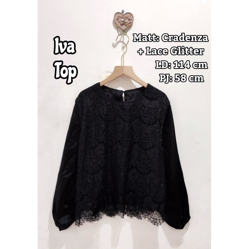 IVA TOP BLOUSE TERKINI | CRADENZA+LACE GLITTER | FASHION WANITA