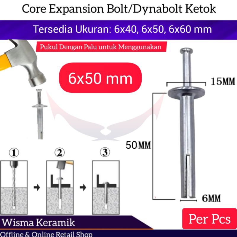 angkur Paku 6x50 Expansion Bolt, Dynabolt Ketok