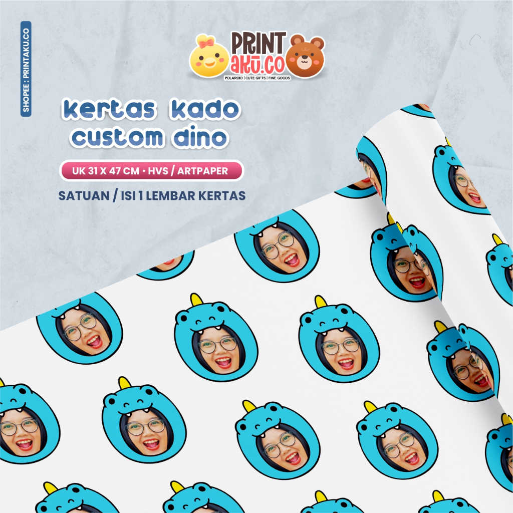 

Custom Kertas Kado Wrapping Paper Desain Suka-Suka Pattern (Satuan 1 Lembar A3+) | Series Gambar Dino